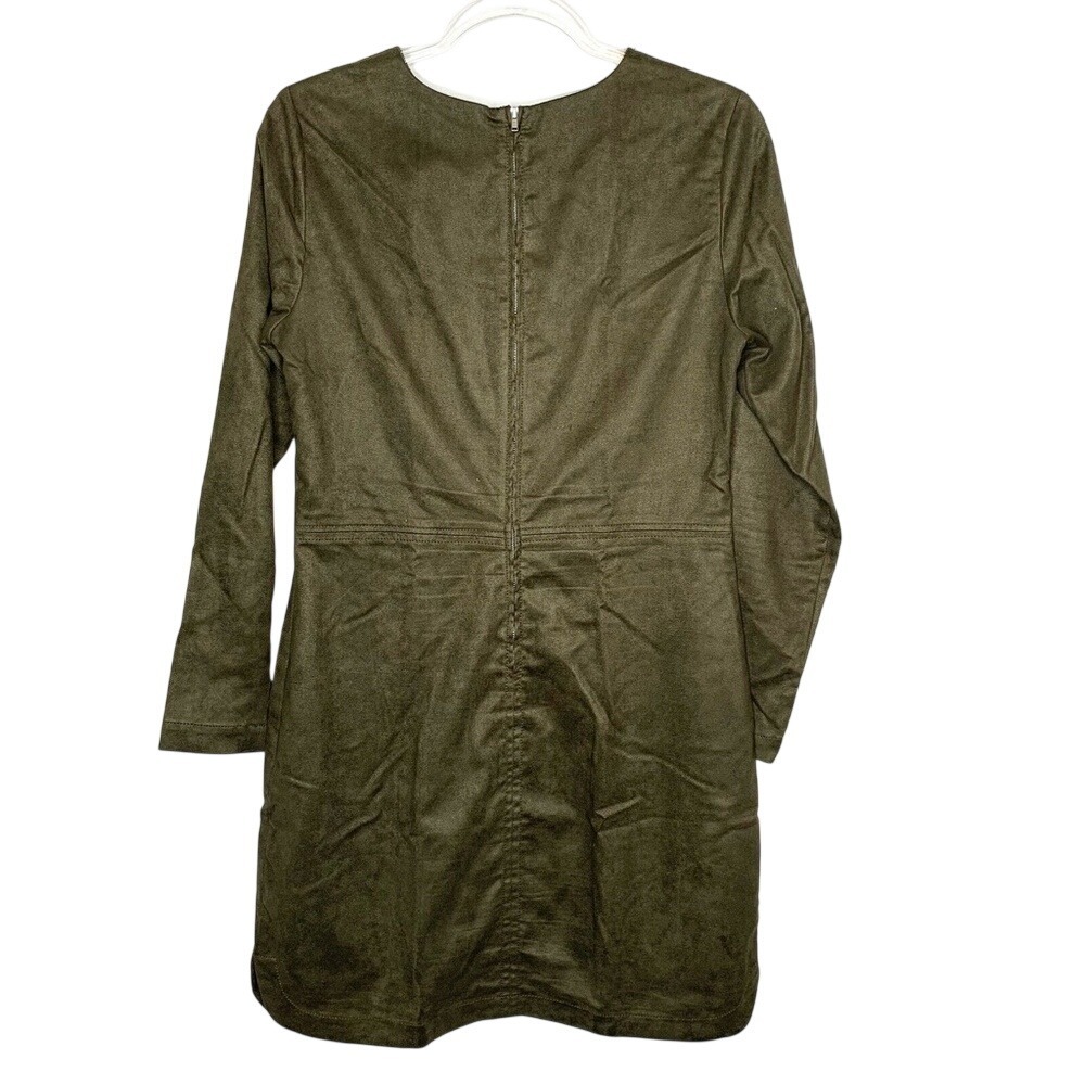 Divided‎ H&M Dress Women 12 Hunter Green Suede Long Sleeve Metal Zipper Back - Picture 3 of 5